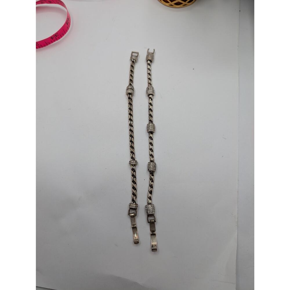 Brighton Silver Tone Twisted Rope Chain Pave Clear Stone Bracelets - Set of 2